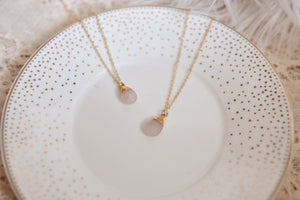 Rose Quartz Faceted water drop necklace