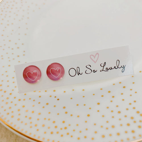 10mm pink heart earrings