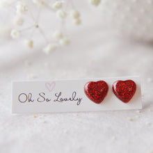 Glitter Heart Stud Earrings