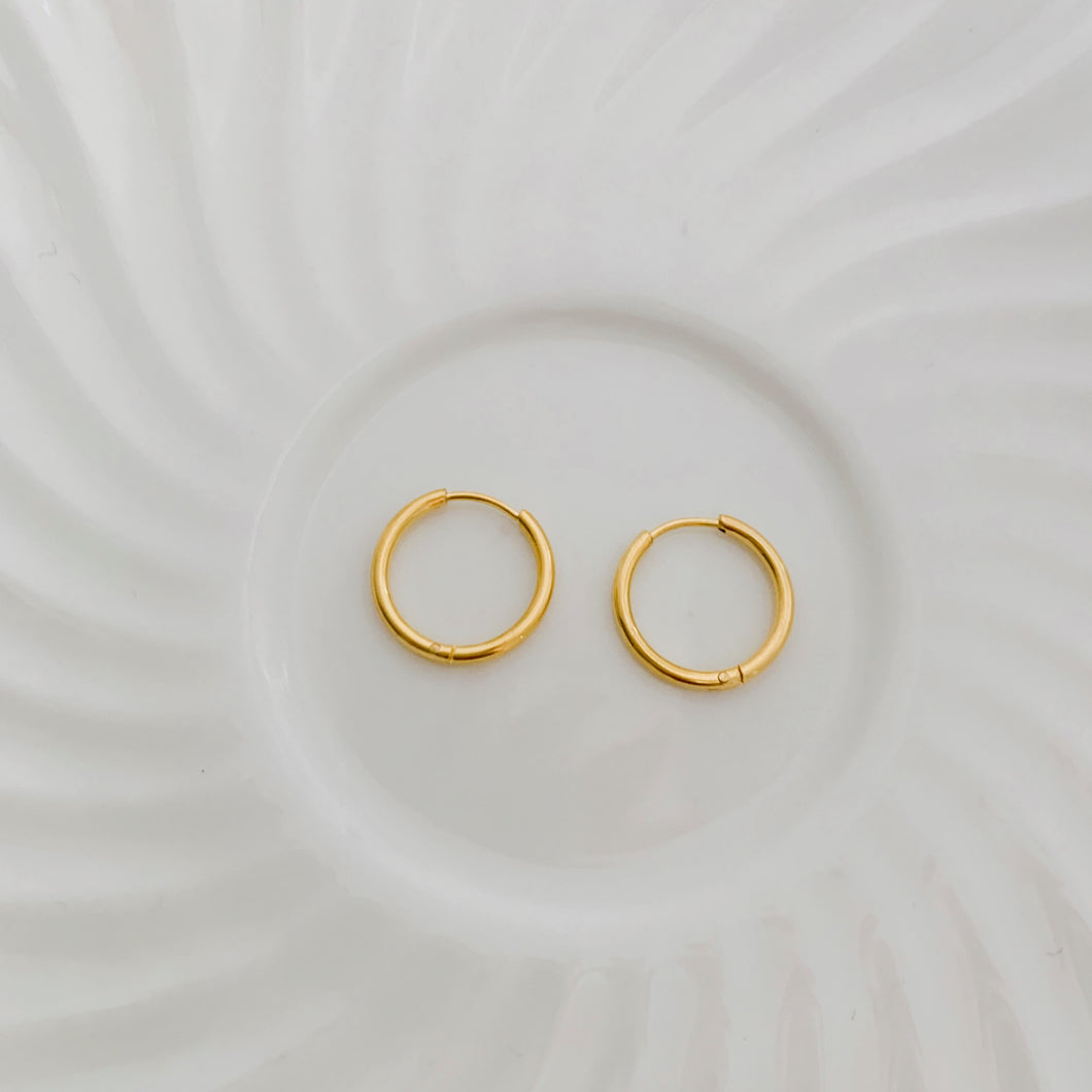 12mm Gold plated hoops