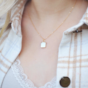 Mother of pearl cube necklace