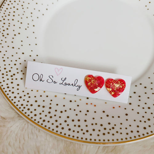 13mm gold foil pink heart