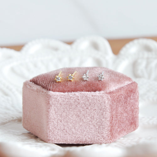 GWEN dainty crystal stud earrings, Minimalist