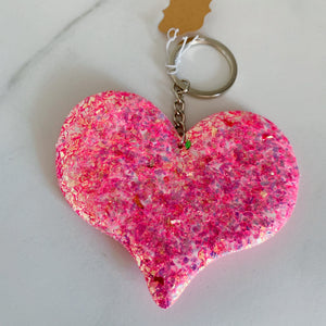 Bright pink heart keychain