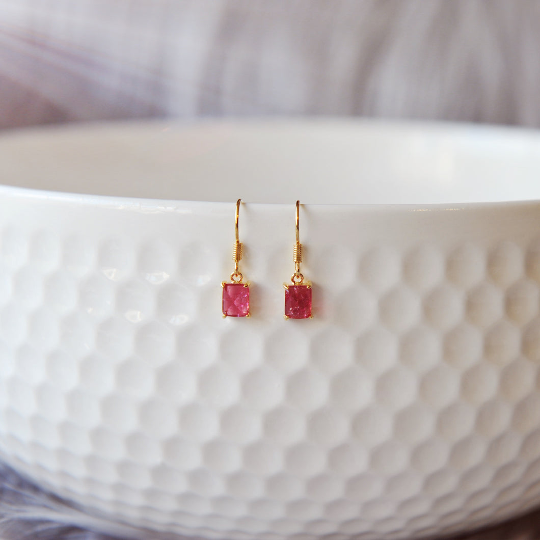 Fuchsia crackle gemstone earrings