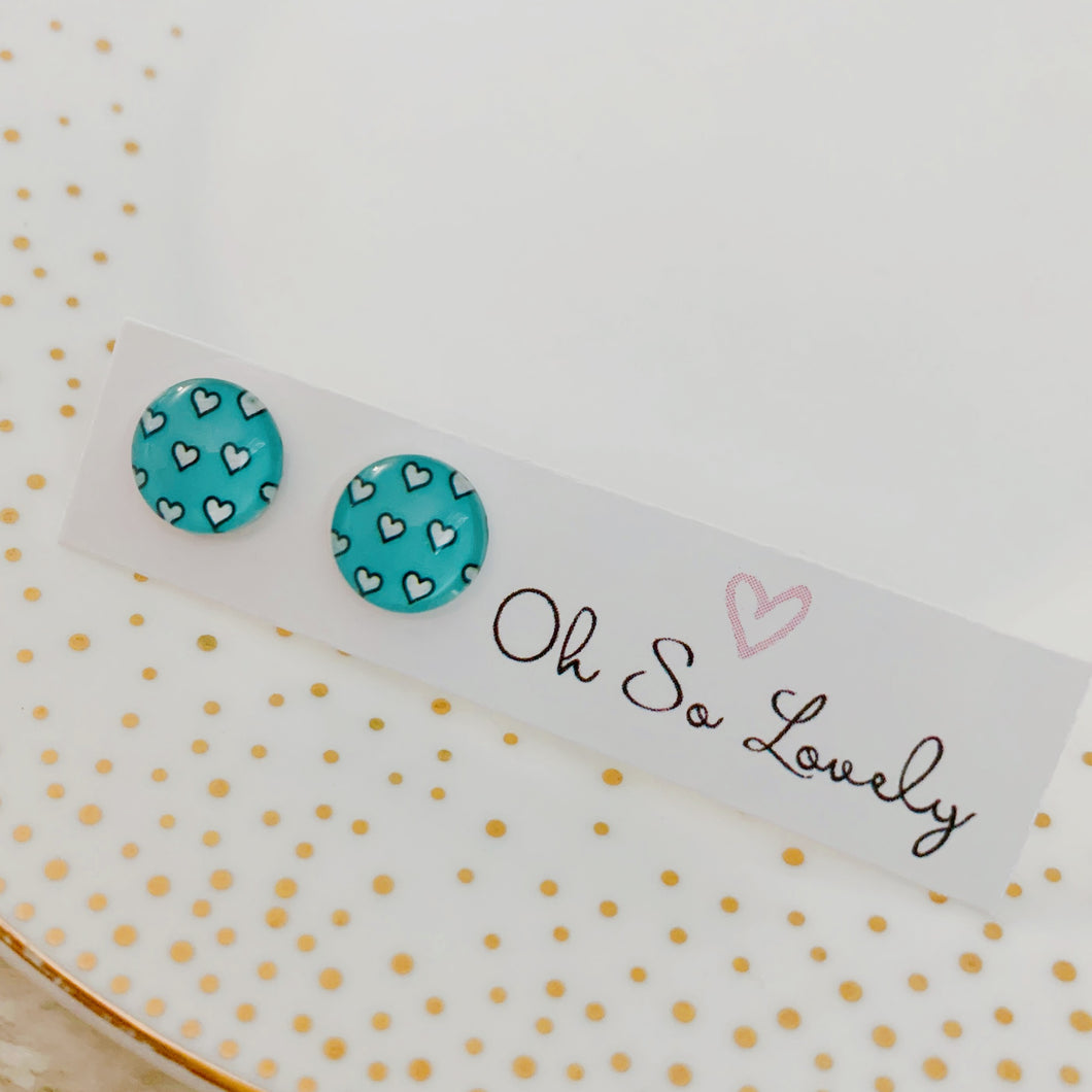 10mm turquoise heart earrings