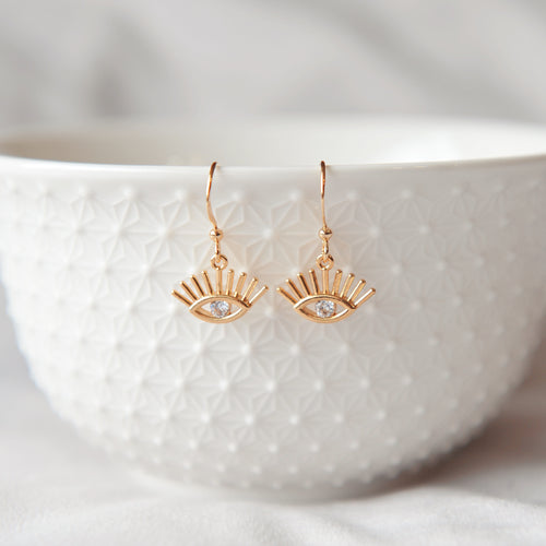 Mini evil eye dangles
