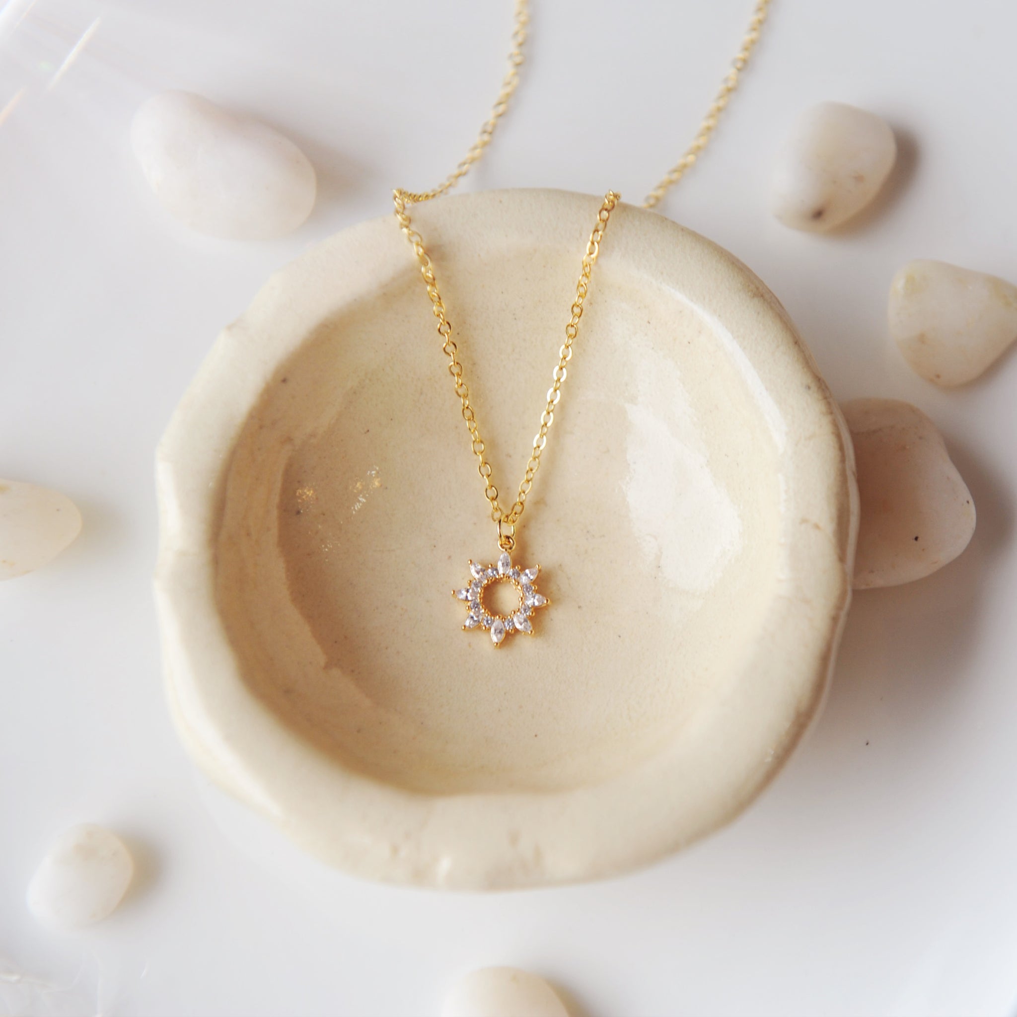 Half sun gold pendant necklace — Militza Ortiz Jewellery