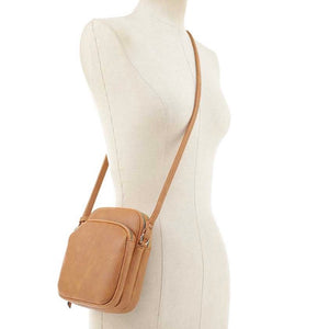 Smooth Texture Zipper Crossbody Bag